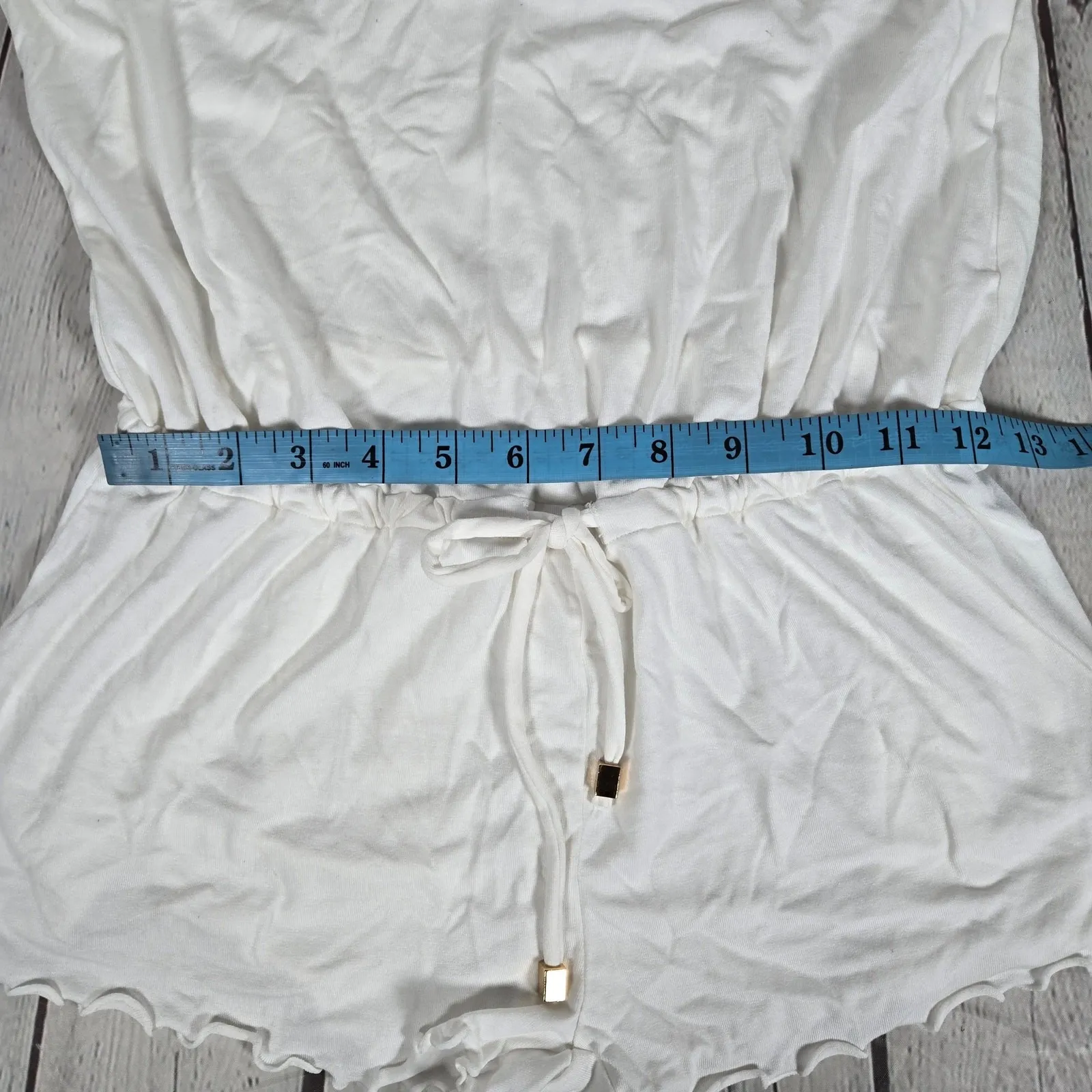 California Waves Romper Swimsuit Cover Up Drawstring‎ Waist Arctic White XS NWT - Image 7