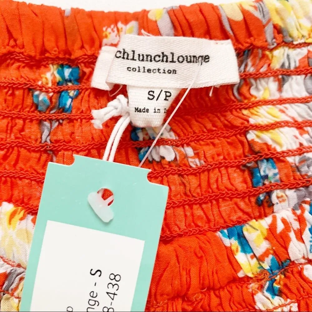 beachlunchlounge Top Latoya Tangerine Floral 3/4 Bell Sleeve Peasant Top Small - Image 3