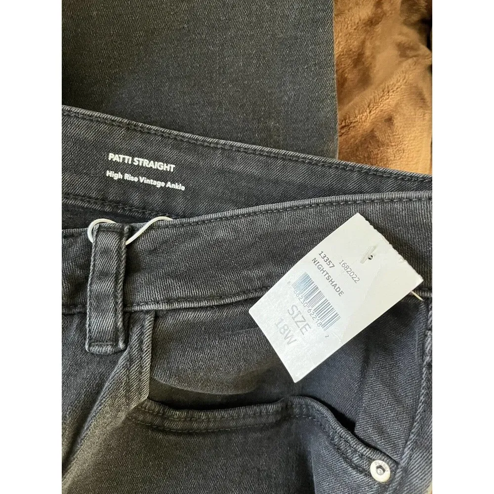 NWT DL1961 Patti Straight High Rise Vintage Ankle Jeans In Nightshade Black 18W - Image 9