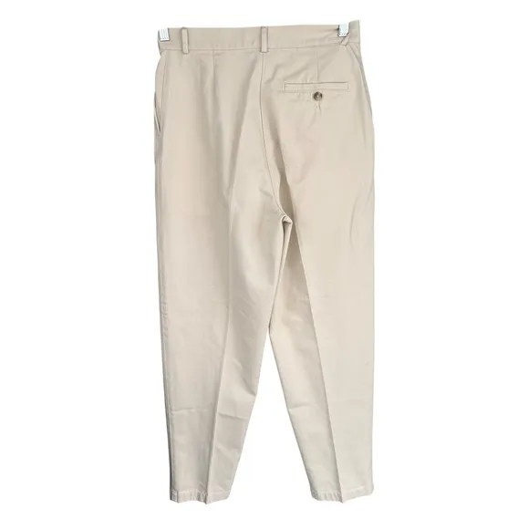 A7 L.L. Bean Original Fit Women's Beige Pleated Cotton Pants Size 8 Regular New‎ - Image 6