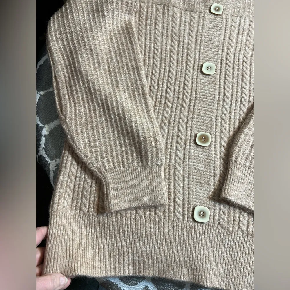 Cashmere Oatmeal/Beige Vneck Sweater - Image 5