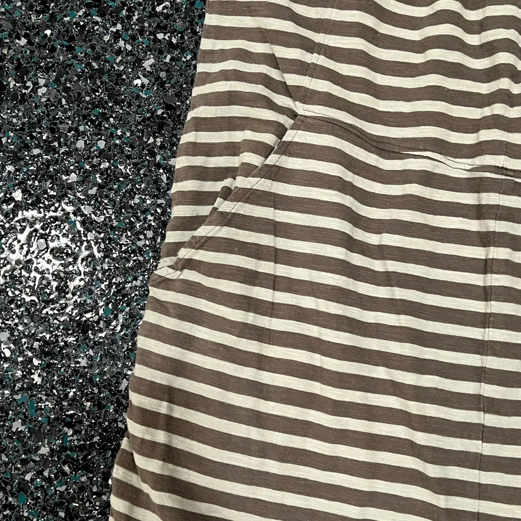 Pact Women’s Green Striped Medium Overall Jumpsuit Romper W/ Pockets - Image 2