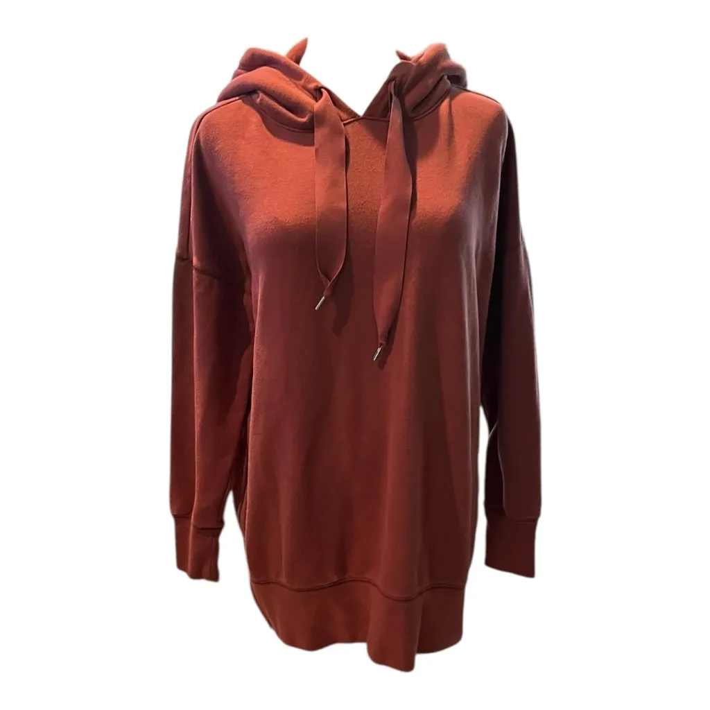 Aerie Side-Zip Hoodie Sweatshirt  Dark‎ Terracotta/ Warm Rust Color Size Small - Image 2
