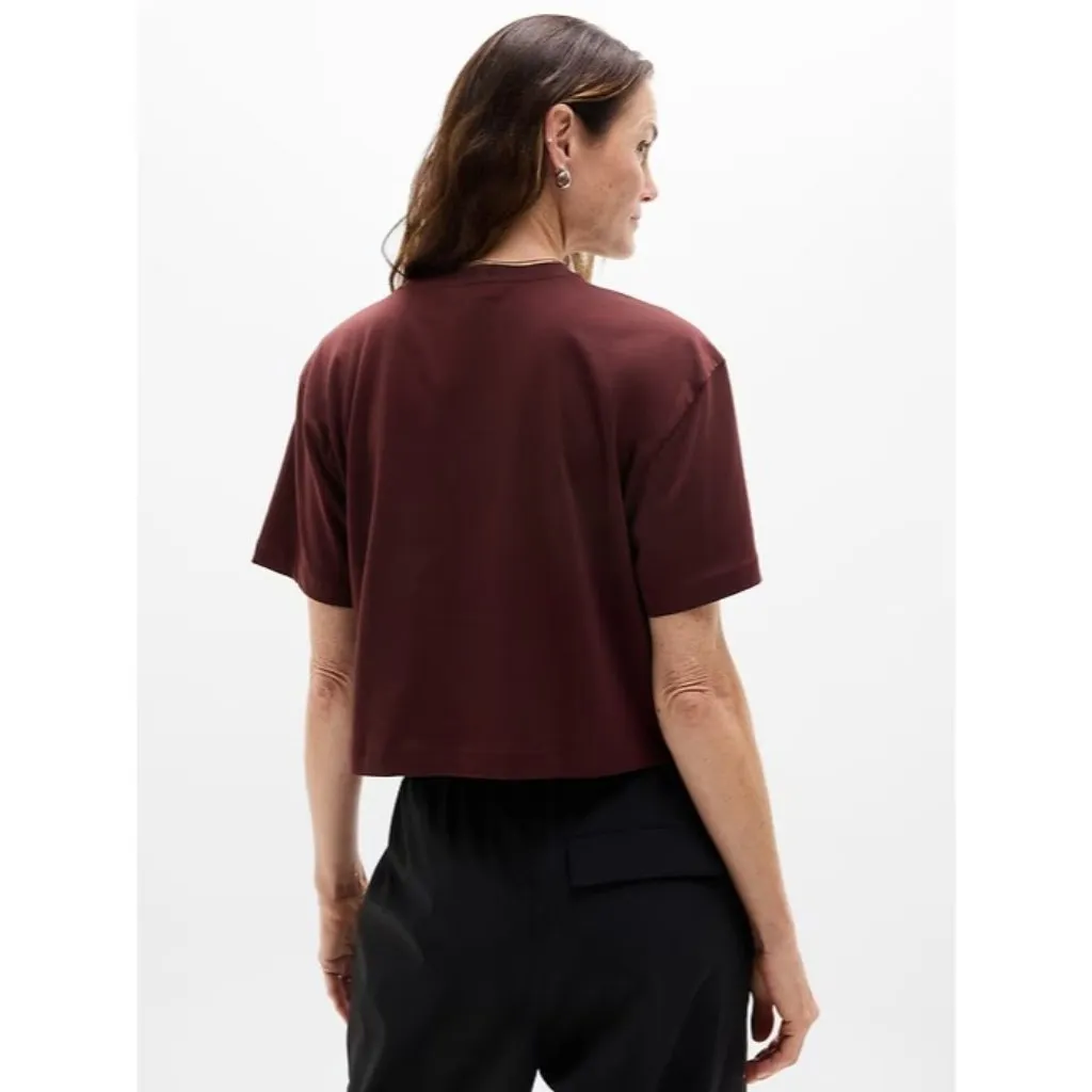 Athleta M True Cotton Crop Tee Garnet Red Medium Regular - Image 2