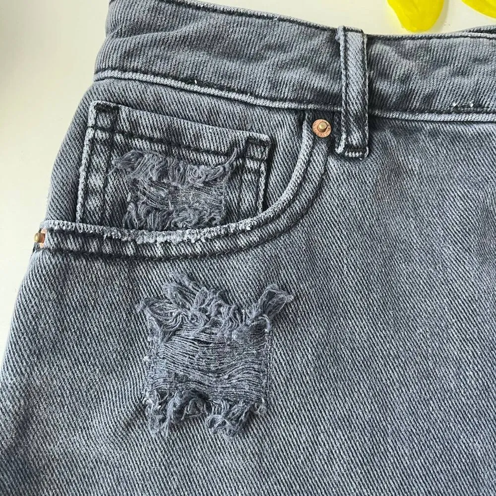 Pacsun High Rise Festival Cutoff Denim Shorts Size 24 Faded Black Booty Distress - Image 2