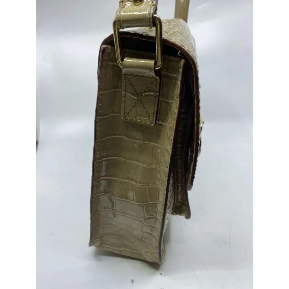 KATE SPADE Tan Patent Croc Embossed Messenger Bag - Image 6