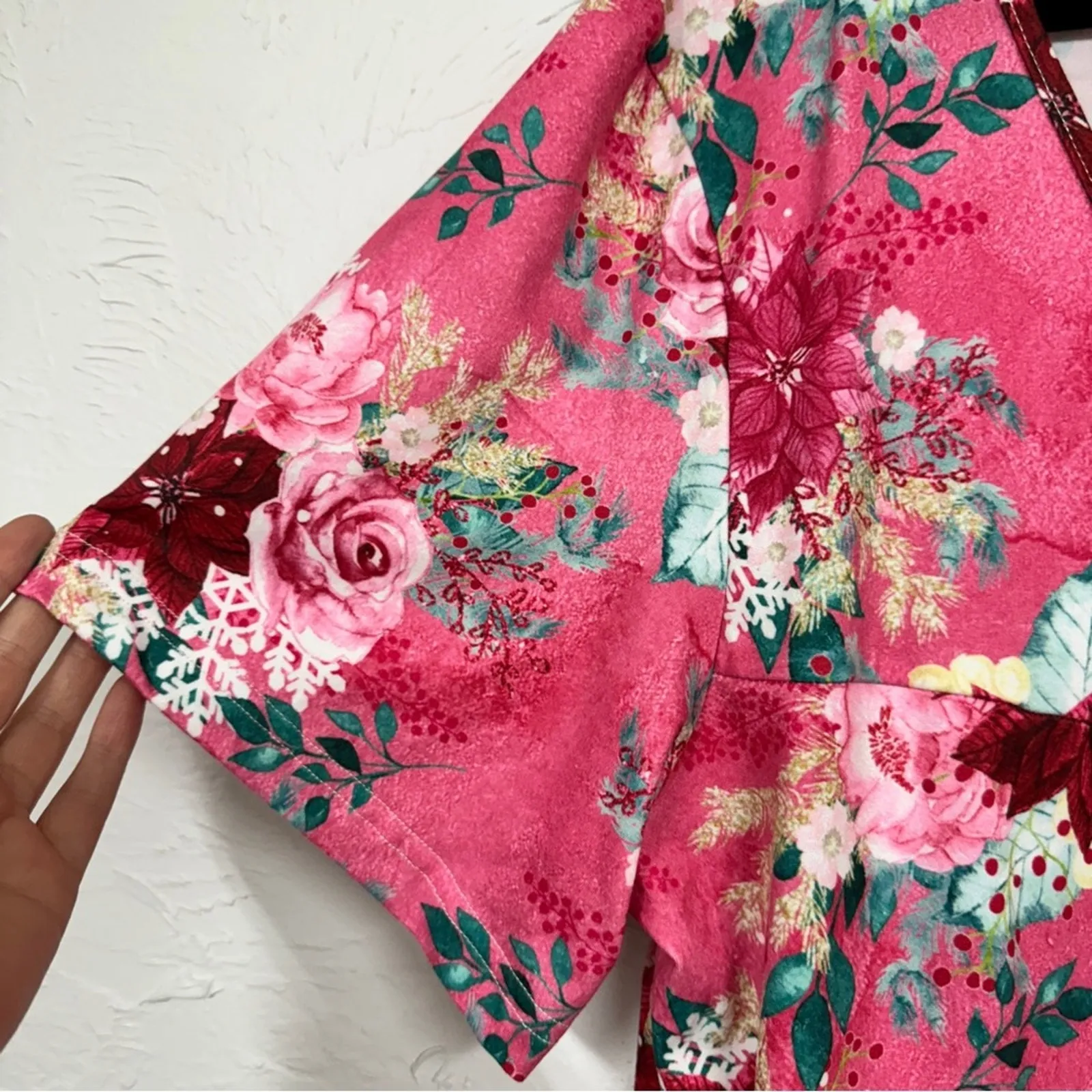 Sakurafina Pink Floral Short Sleeve Tee Shirt Womens 2X Boho Romantic Blouse - Image 4