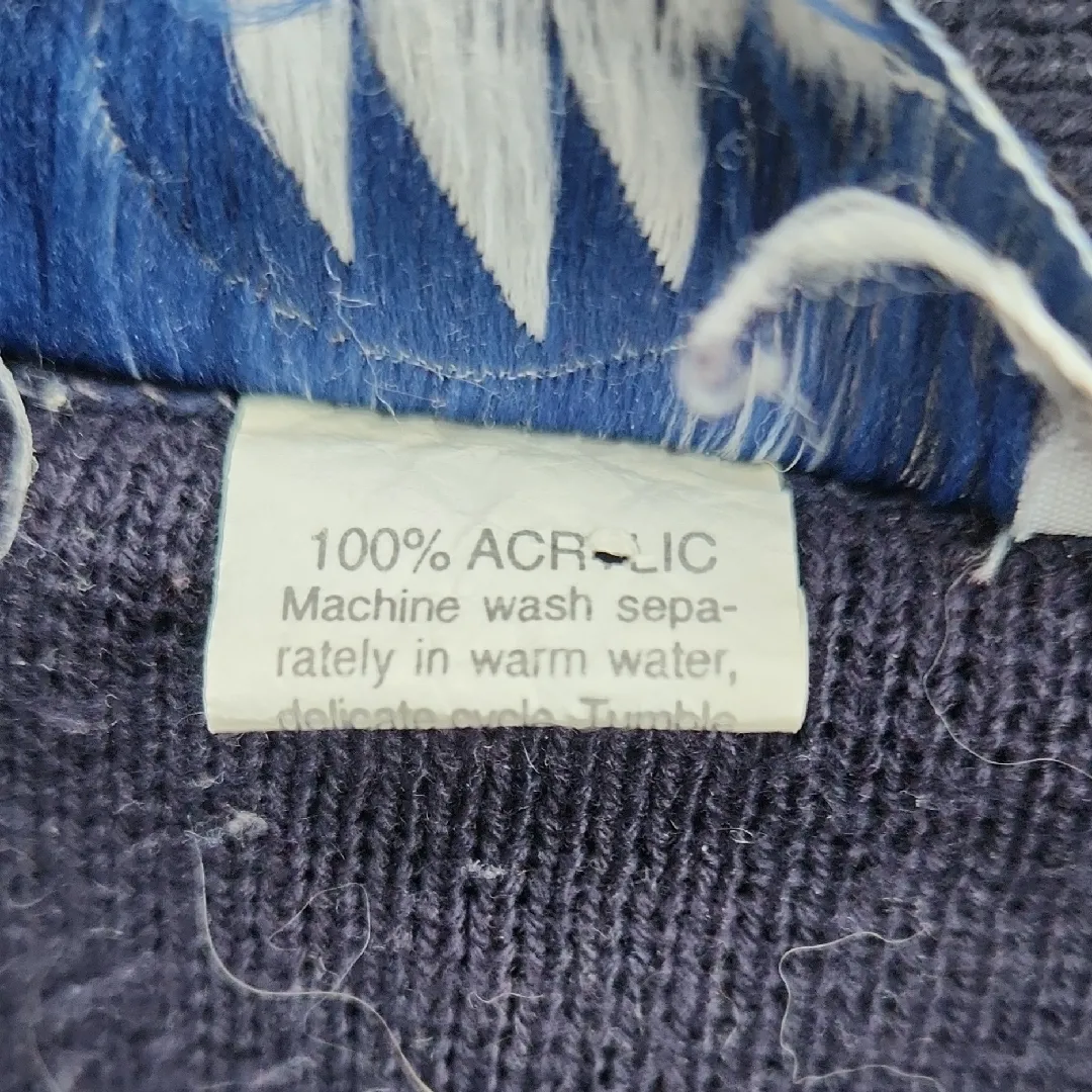 Vintage Bay Point Threads Nautical Button Down Sweater Navy Large Blue - Image 3