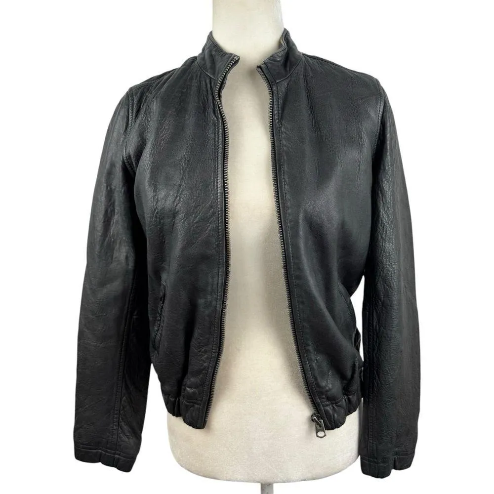 Lucky Brand Ana 100% Lamb Leather Jacket Moto Full Zip Womens Size XS Bomber - Image 2