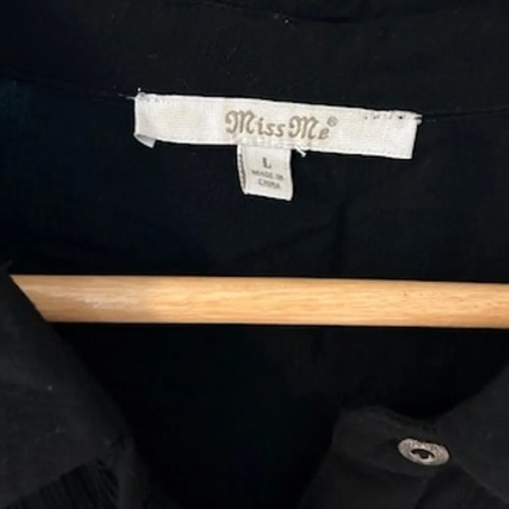 Miss Me Black Embroidered Button up Mini Dress Birds Western Cowgirl Y2K LARGE - Image 4