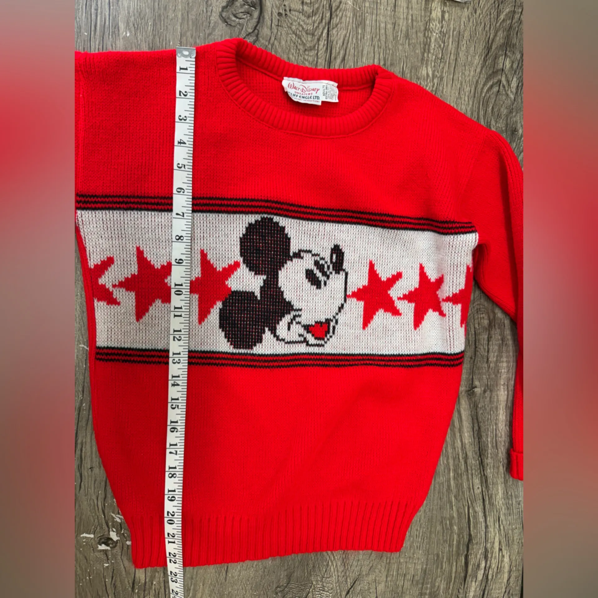 Vintage 70s Cliff Engle Acrylic Mickey Mouse Stars Sweater Adult size xs - Image 5