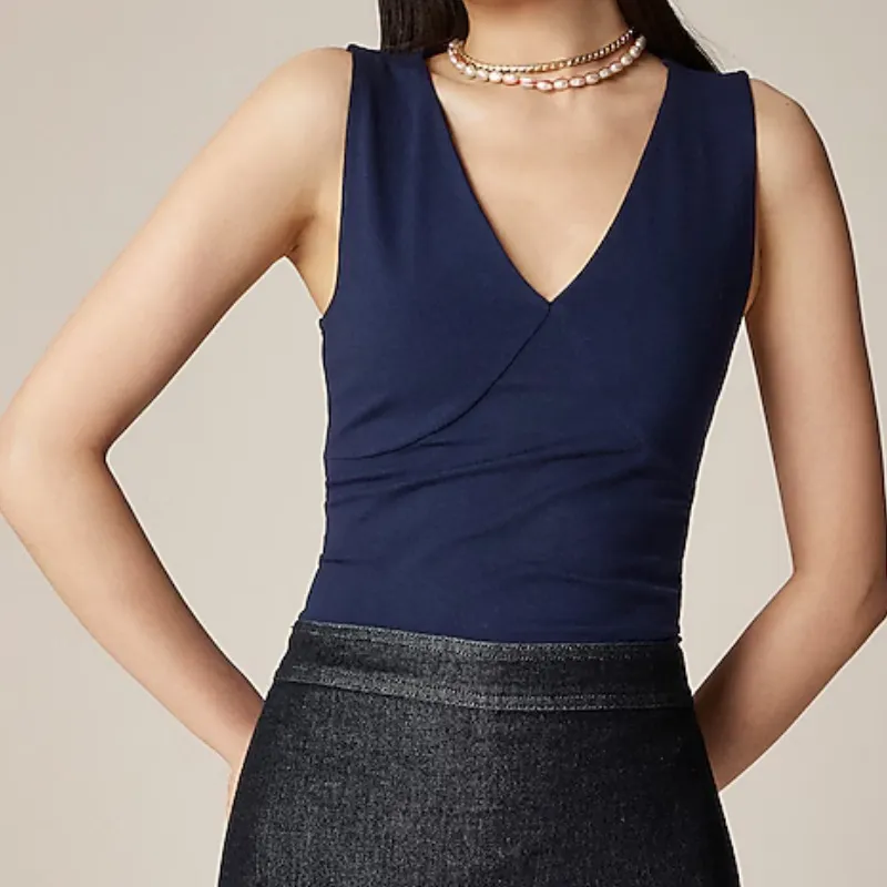 J Crew Tank Top Womens XSmall Black Sleeveless V Neck Stretch Casual Layering - Image 8