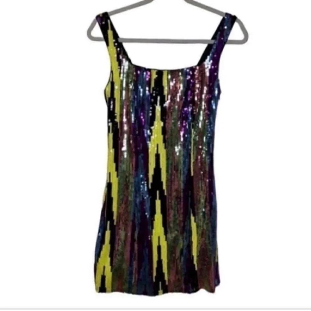 Aqua Sequin Multi-colored Body-con Dress (Size XS) - Image 5