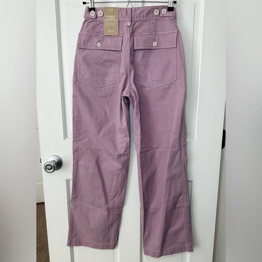 NEW! Madewell The Perfect Vintage Wide-Leg Pants Utility Lavender Size 24 - Image 5