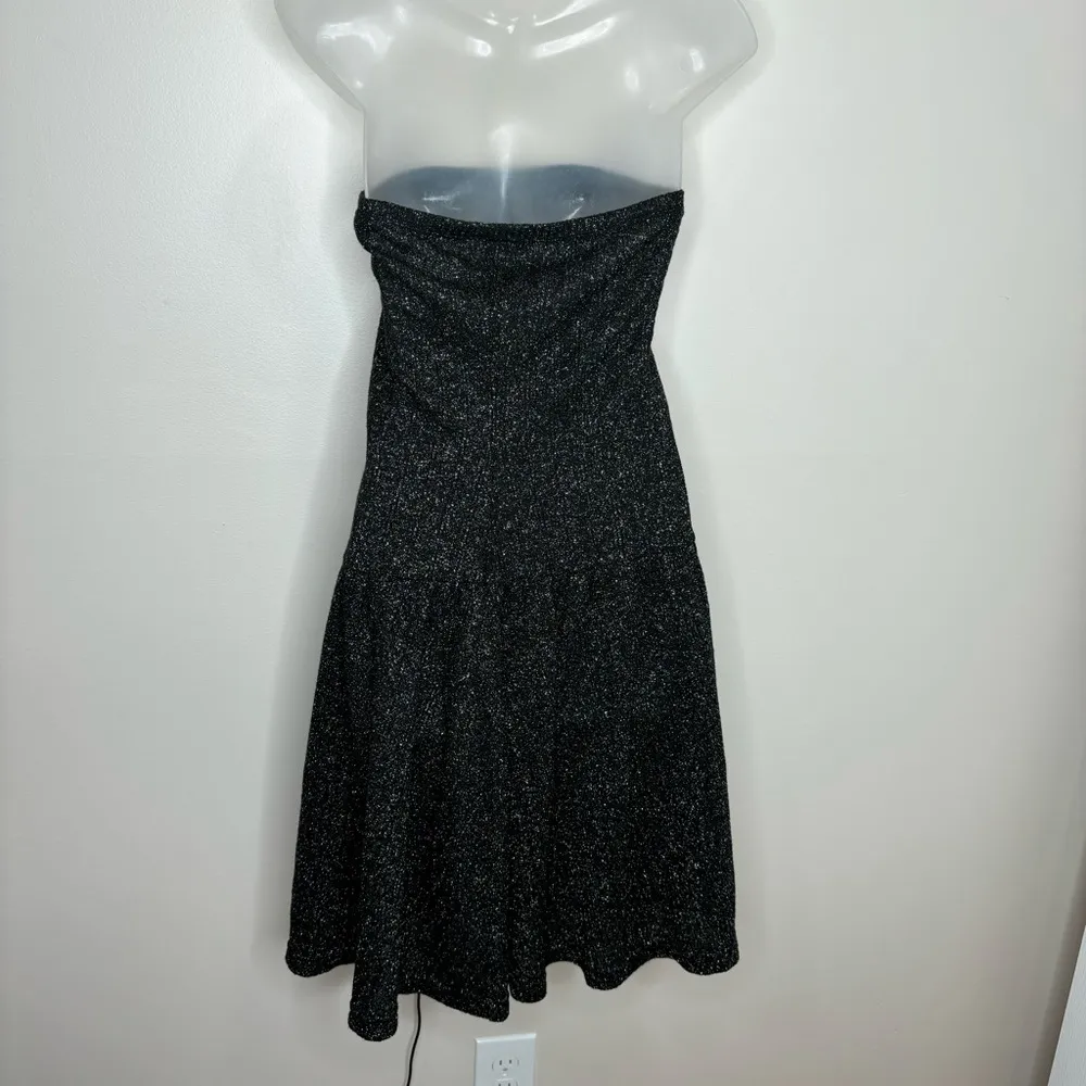 Free people knit tube top dress black metallic silver fit and flare mini small - Image 8