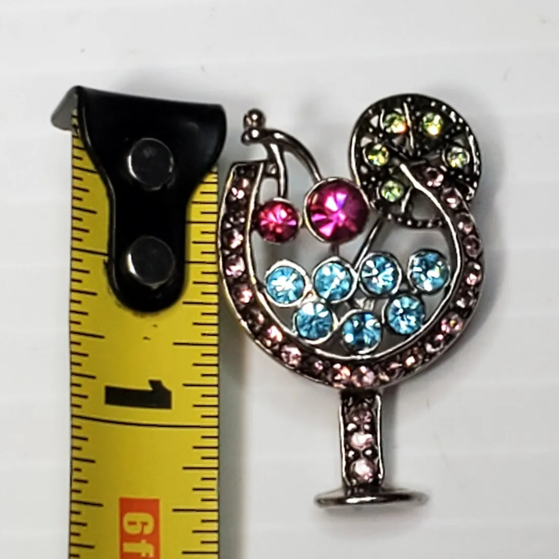 Rhinestone Margherita Scatter Brooch Pin Silver Tone 1.25" Vtg Yellow - Image 4