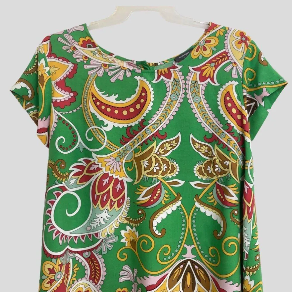 Haute Hippie Women’s 1X Green-Multi Rayon Top Ethnic Paisley Print Blouse Casual - Image 2