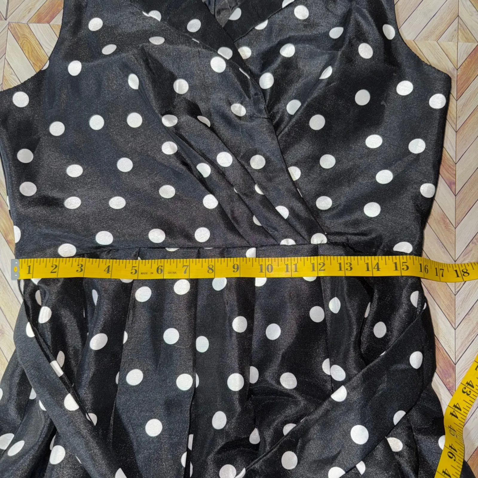 Jessica Howard Black White Polka Dot Dress‎ Sleeveless Tie Waist Women 12 Retro - Image 10
