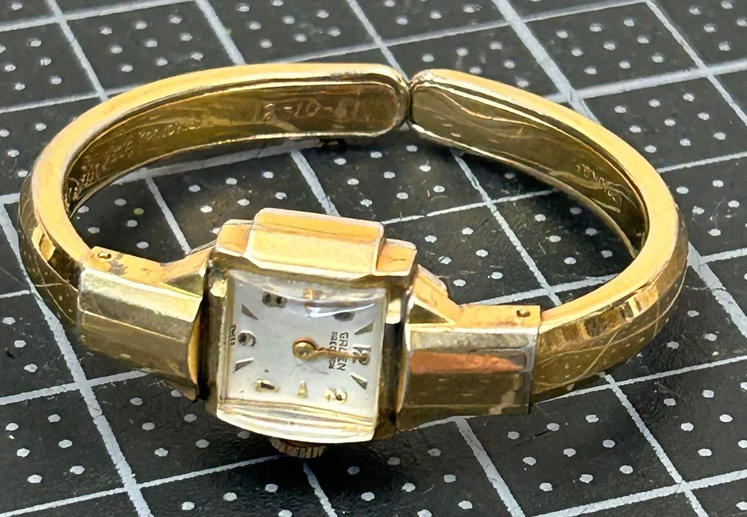 Vintage Gruen Precision Engraved Women's Bangle Watch 1/2010K.G.F. Untested Gold - Image 1