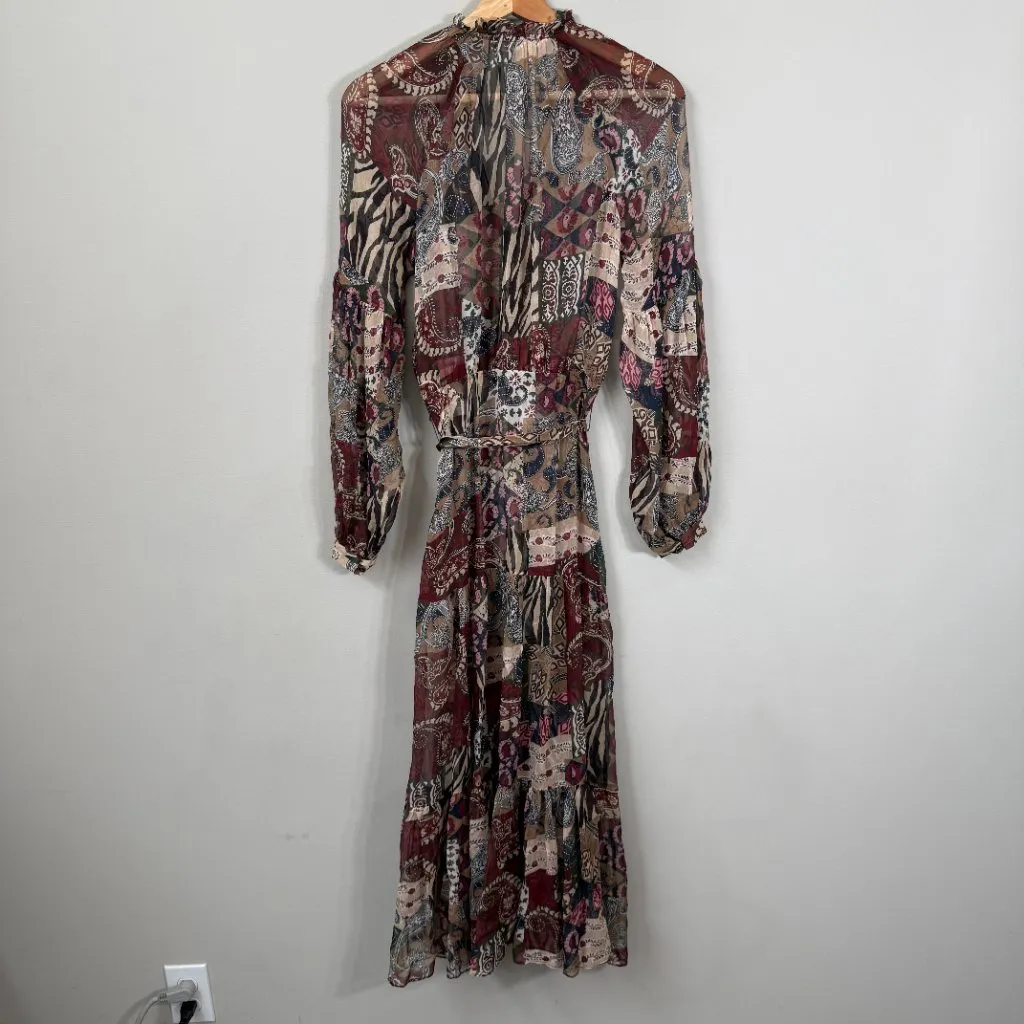 Veronica Beard Isra Multi-Print Silk Maxi Dress Women's 0 Paisley Tie Waist NWOT - Image 14