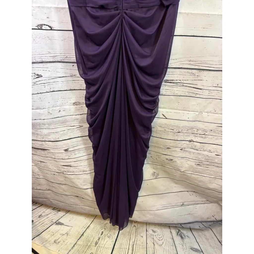 Women's Adrianna Papell Purple Lace Ruched Formal Gown Dress US 8 - Image 8