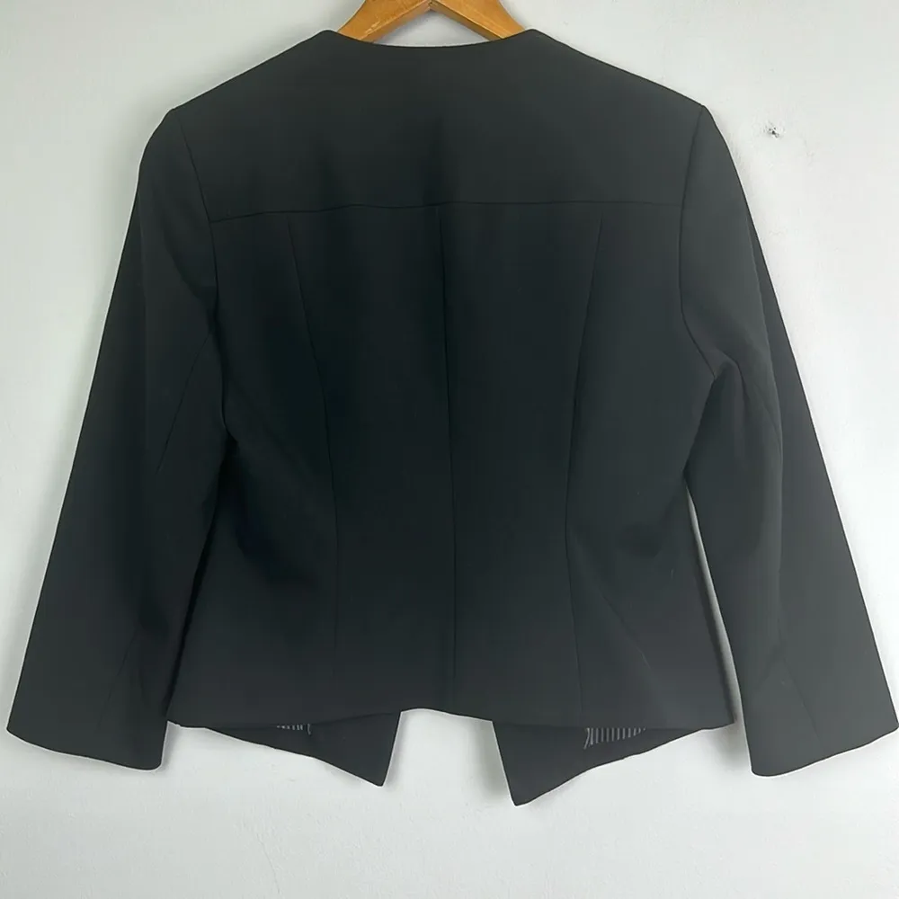 Express Black Cut Away Blazer Lined 3/4 Sleeve  Size 6 Stretch Career Jacket - Image 10