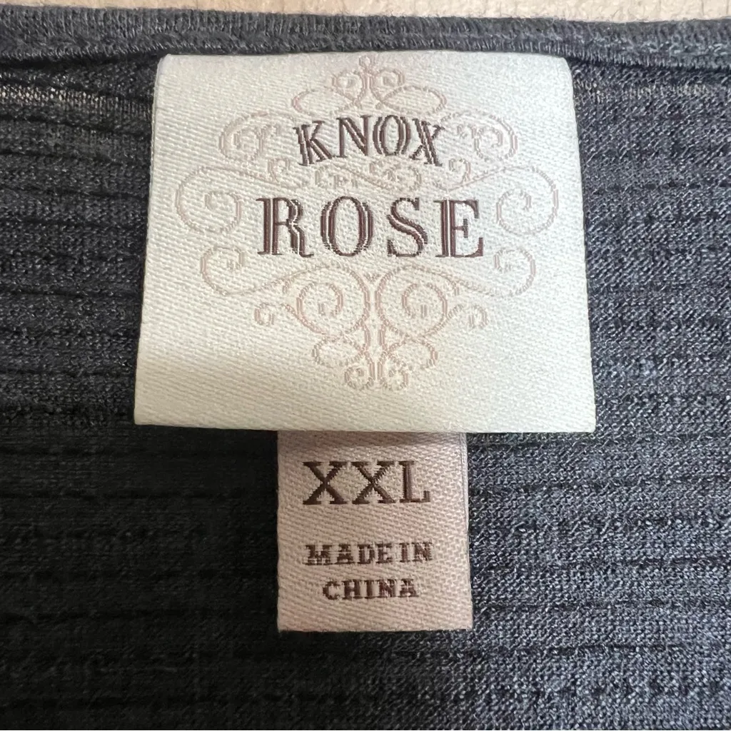 Knox Rose Boho Bell Sleeve Top Sz XXL Gray Crochet Knit Tunic Whimsigoth Witchy - Image 11