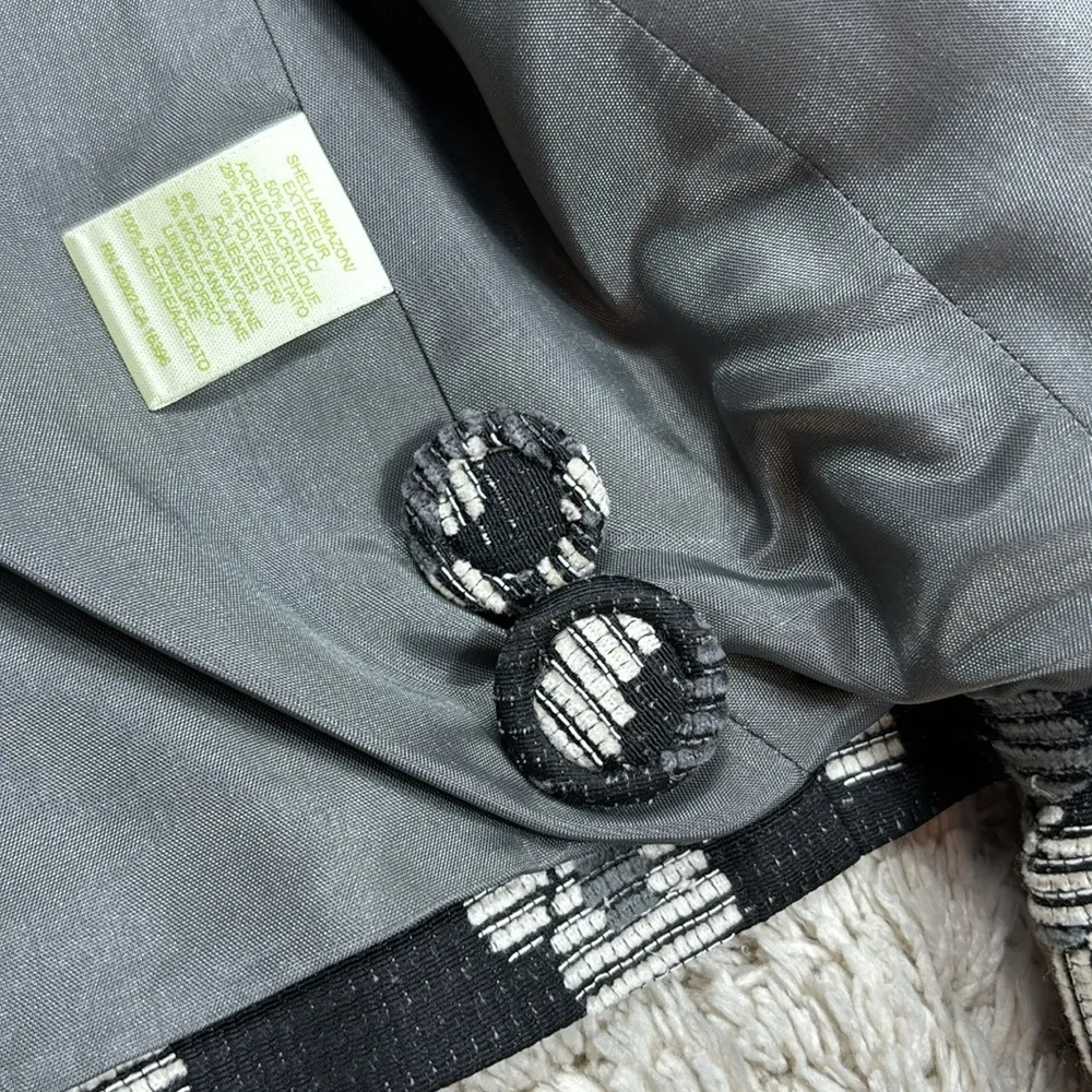 Sigrid Olsen Beautiful Wool Blend Blazer, Black/Gray/Off White, Size 4 - Image 8