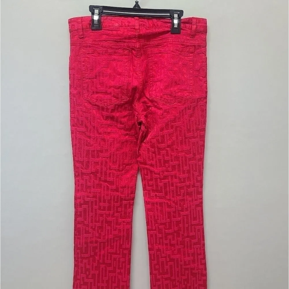 Theory Jeans Straight Leg Geometric Red‎ Denim Size 6 - Image 4