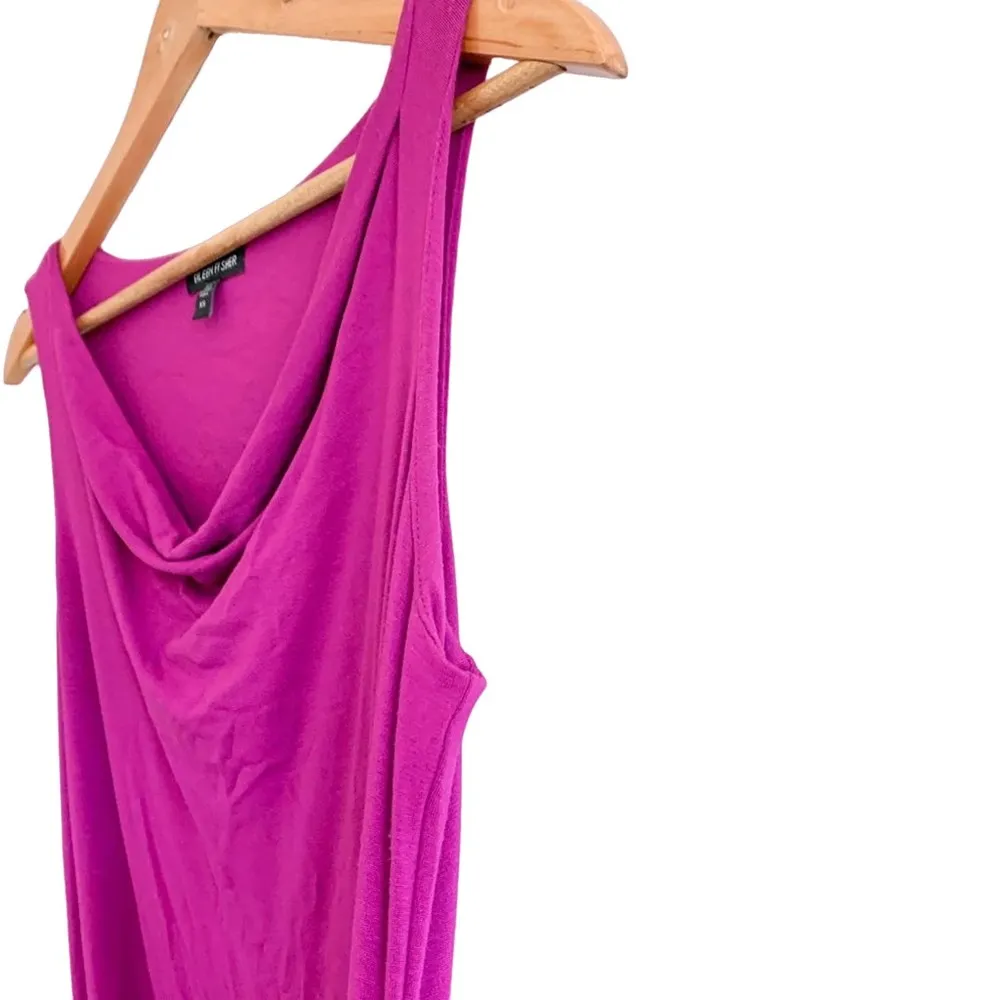 Eileen Fisher Soft Cowl Neck Sleeveless Tank T-Shirt Dress in Electric Purple XS - Image 4