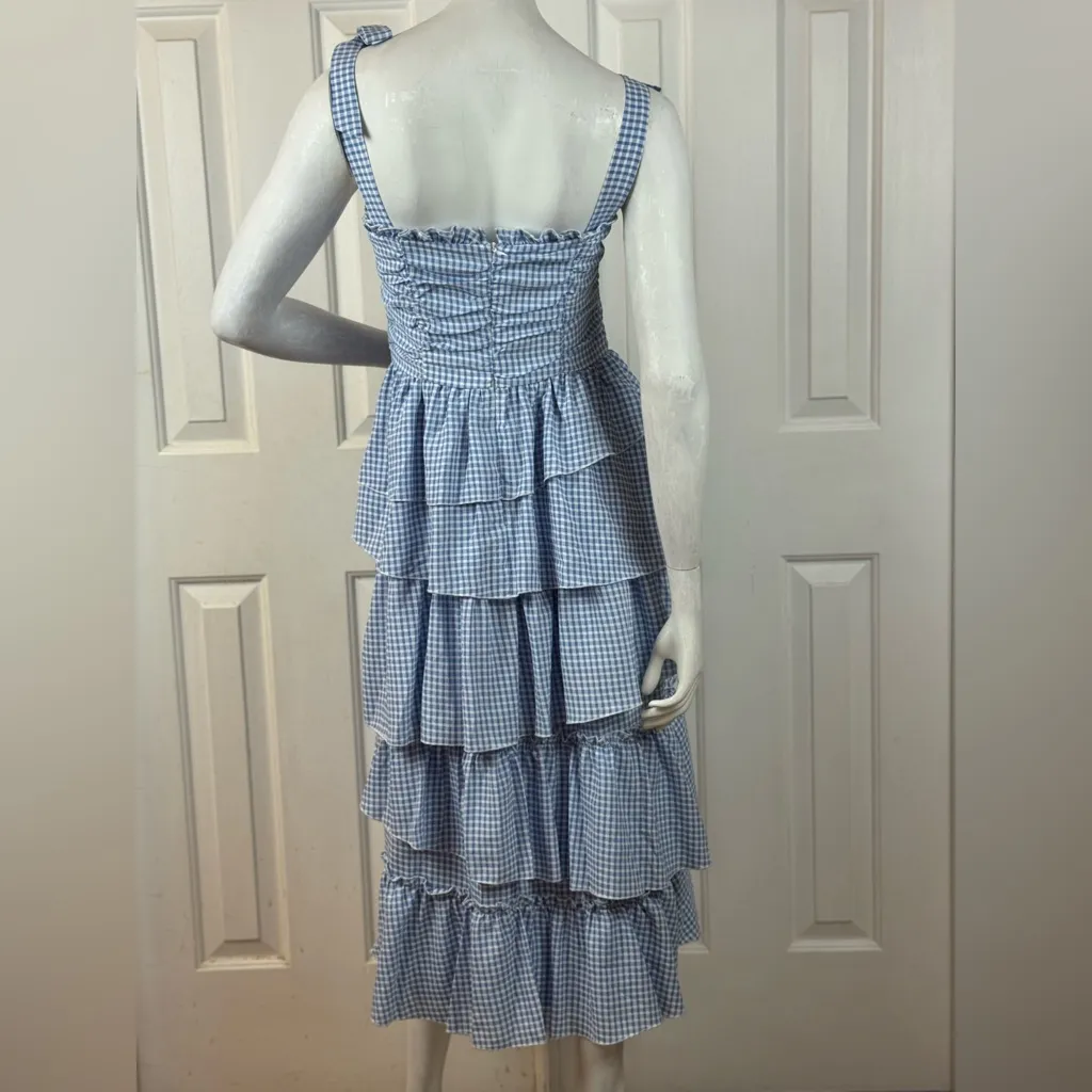 JessaKae Blue and White Tiered Midi Skirt - Image 13