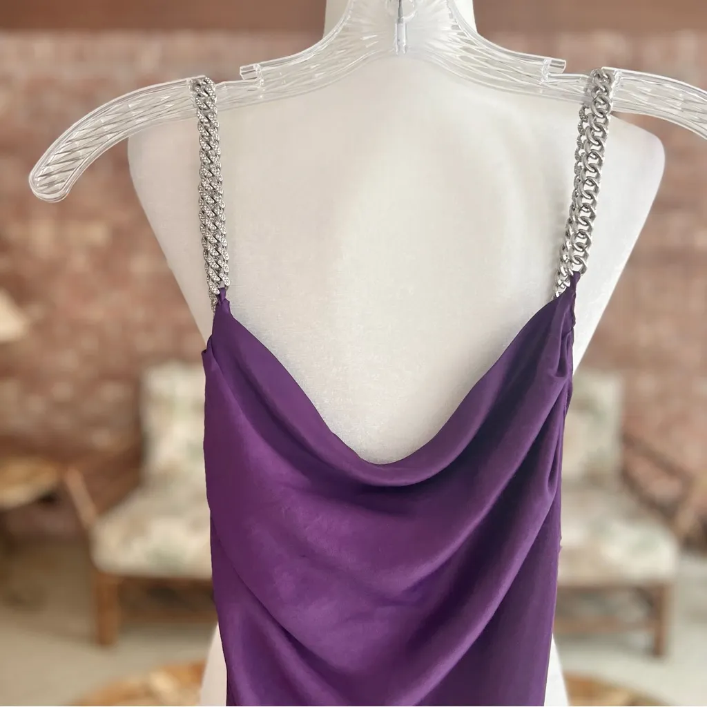 NWT Zara Dress Satin Rhinestone Strap Dress S Mini Cocktail Party Glam Holiday - Image 4