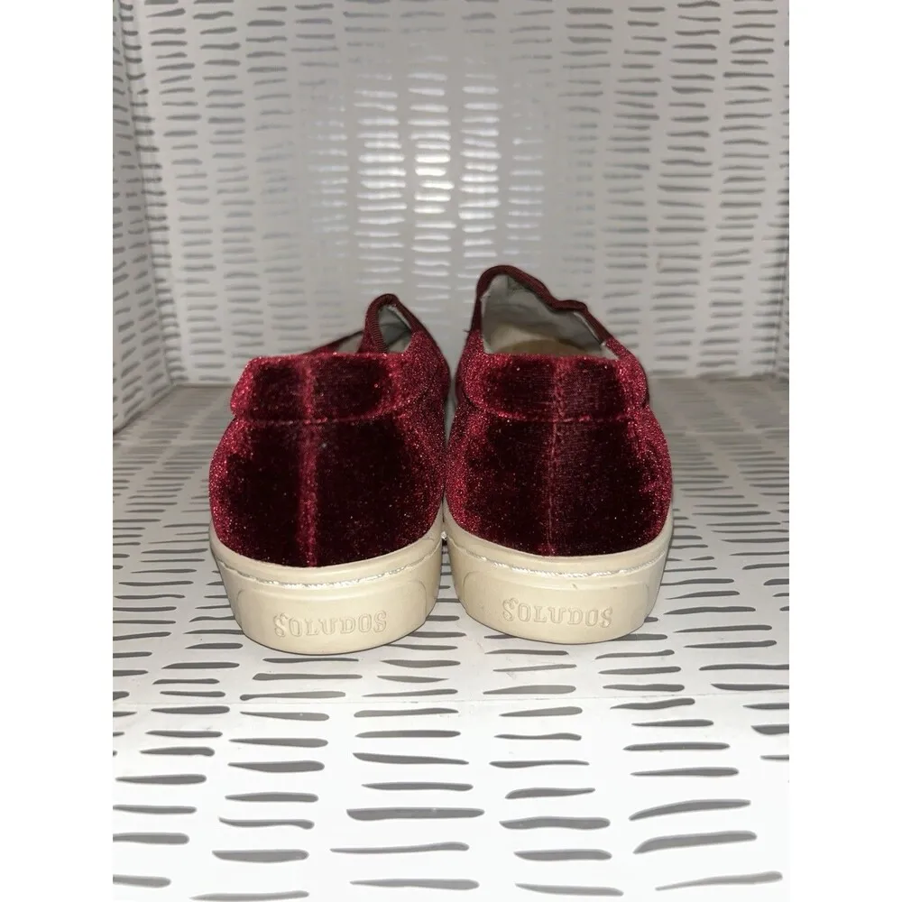 Anthropologie Soludos‎ Velvet Burgundy Maroon Llama Sneaker Women’s 8 - Image 6
