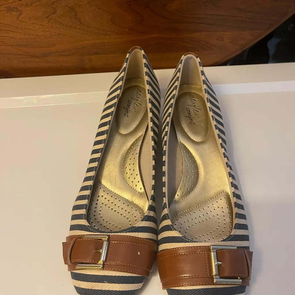 dexflex comfort  Navy and Cream Striped Wedges woman’s size 12 - Image 8