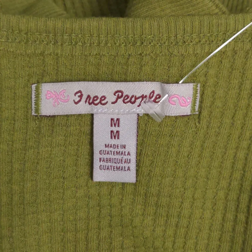 Free People Santa Clara Thermal Top Shirt Ferngully (Green) Slouchy V-Neck M New - Image 11