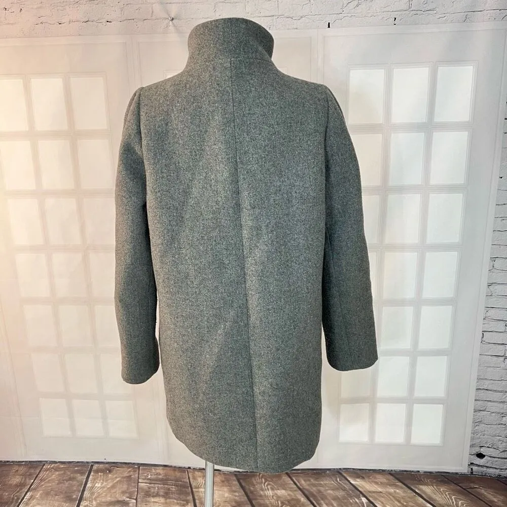 J. Crew Gray Mercantile Heather Wool Blend Mid Length Mock Neck Zip Up Coat Sz 8 - Image 6