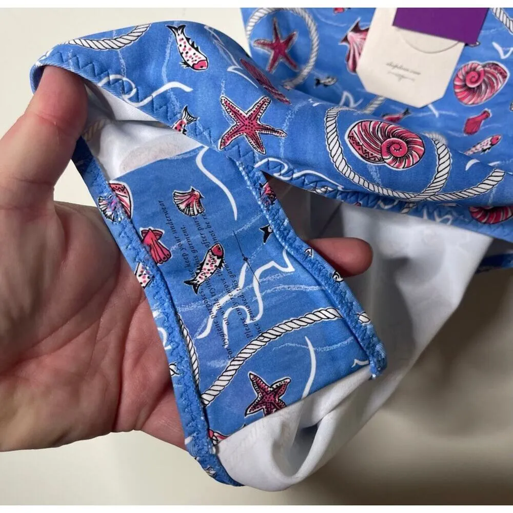 New Doen Marbella maillotone piece swimsuit blue shell liberty Solent shores XXL - Image 9