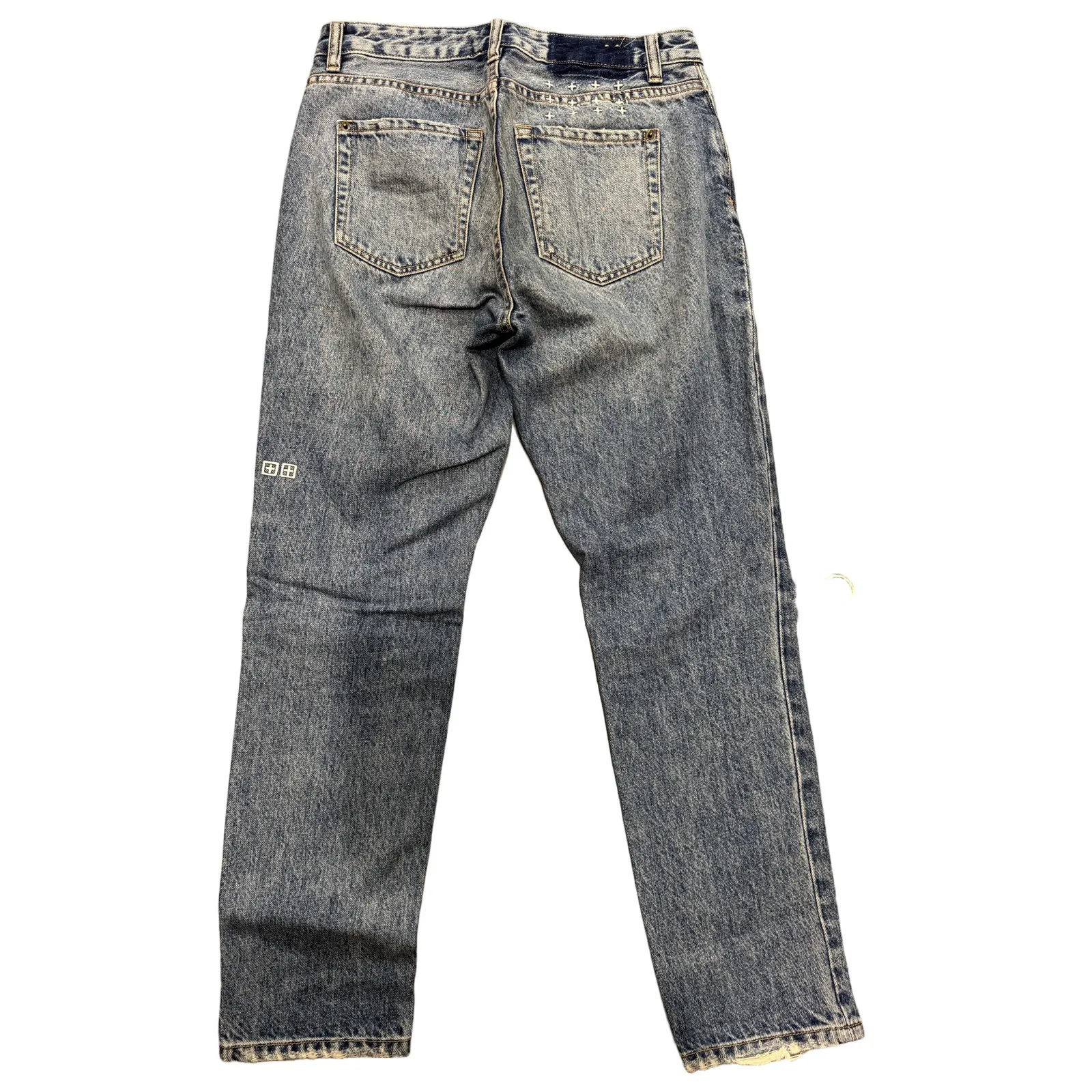 Ksubi Straight Jeans Women's 31x28 Blue Cotton Denim Slim Distressed Workwear - Image 2