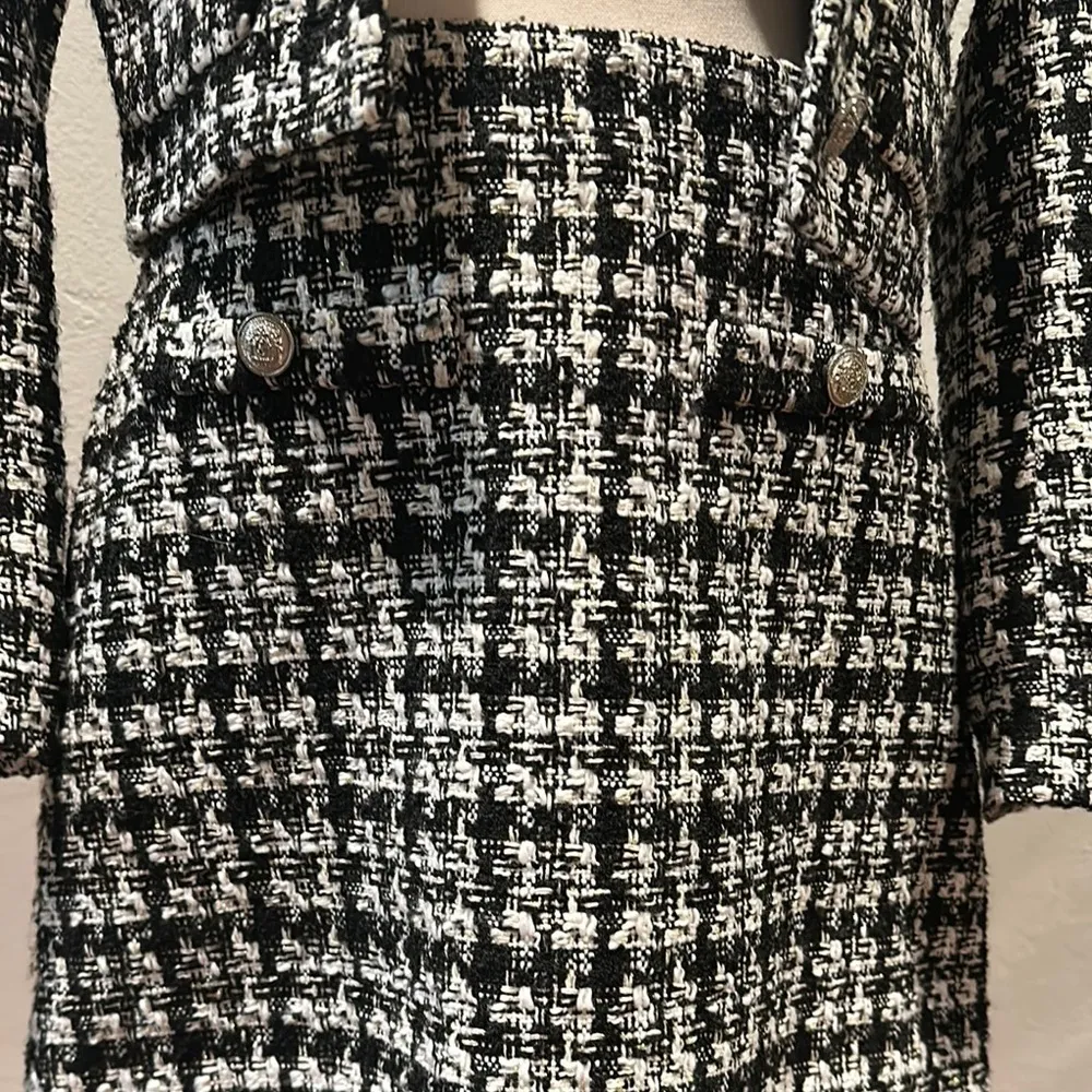 Black and White Houndstooth Women's Jacket - Image 4