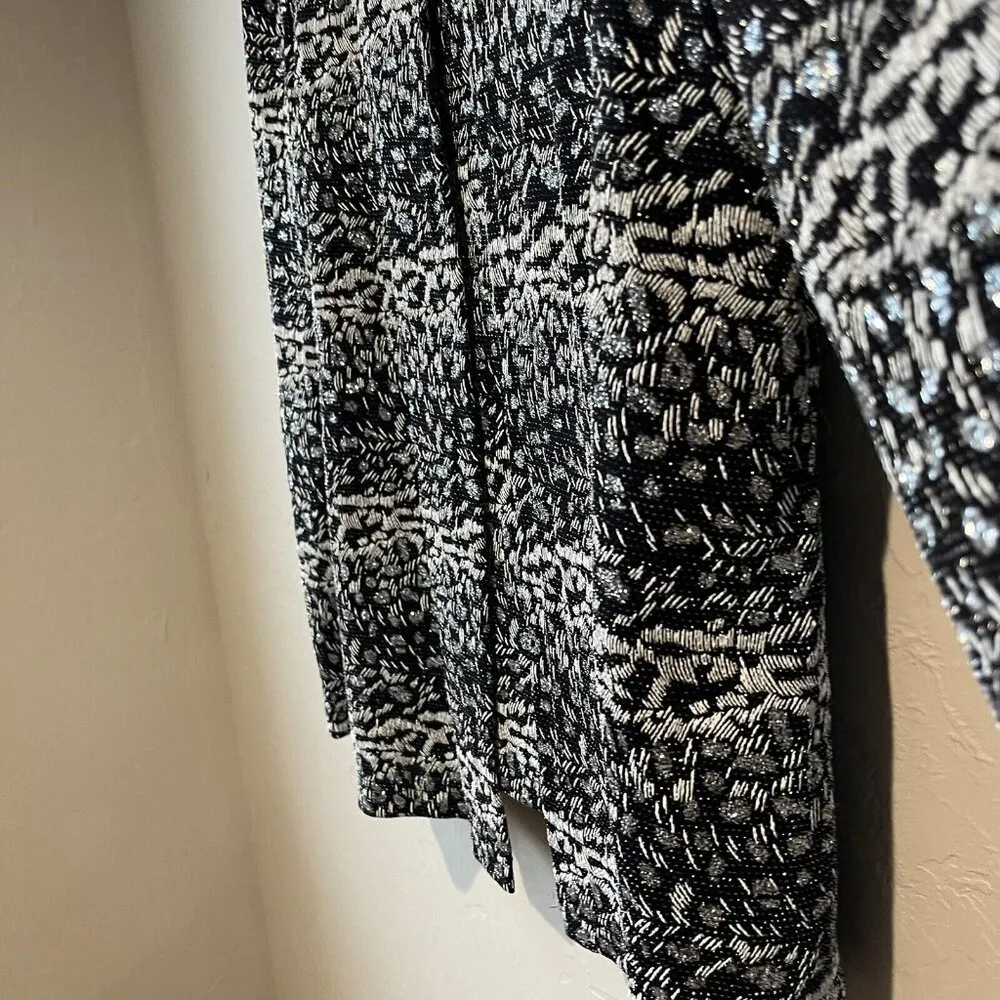 Sparkly Modest‎ Top Mother Of The Bride Animal Print Sequin New Years Party Top Silver Size 16 - Image 5