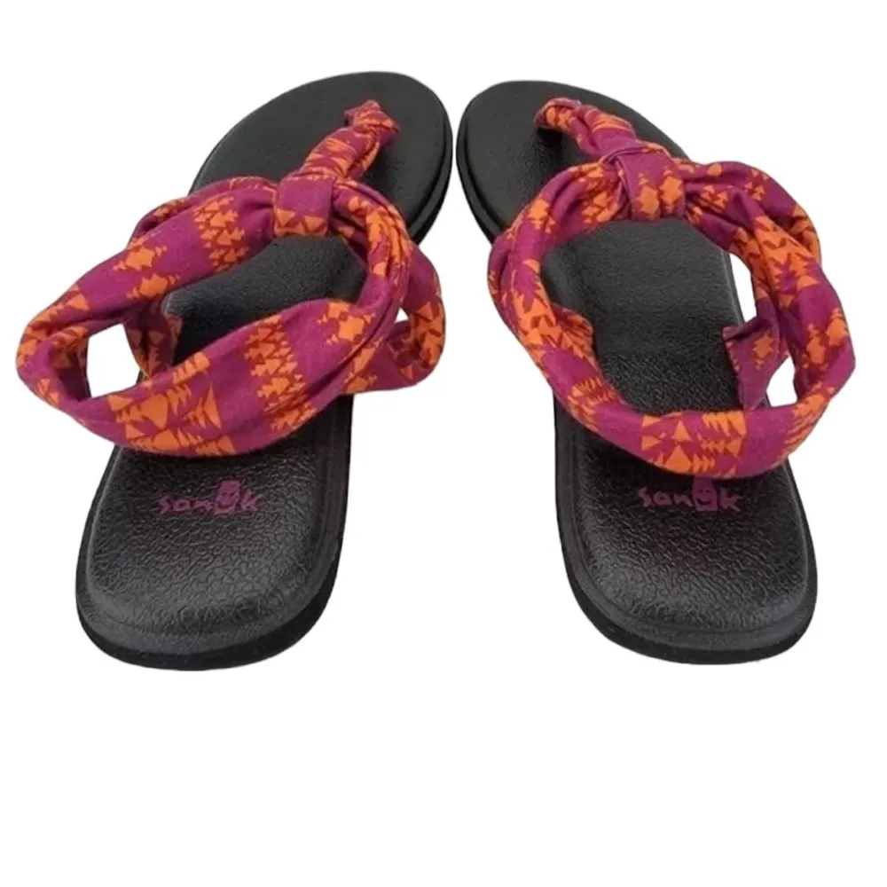 🔵 SALE 3/$25 SANUK YOGA SLING ELLA CORAL PRINT TOE POST THONG SANDALS 10 - Image 2