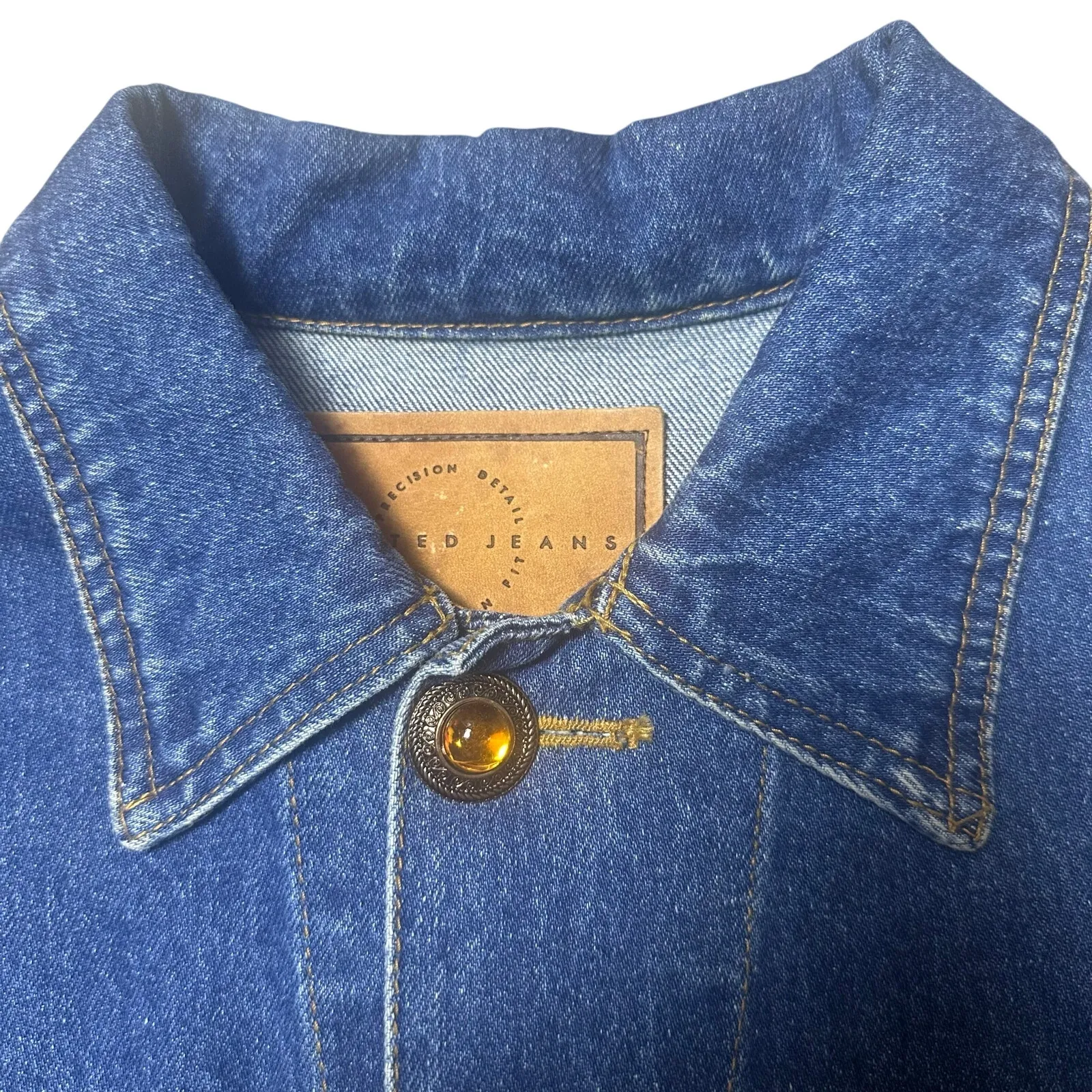 Limited Jeans Vintage Jean Jacket with Bejeweled Buttons Blue - Image 2
