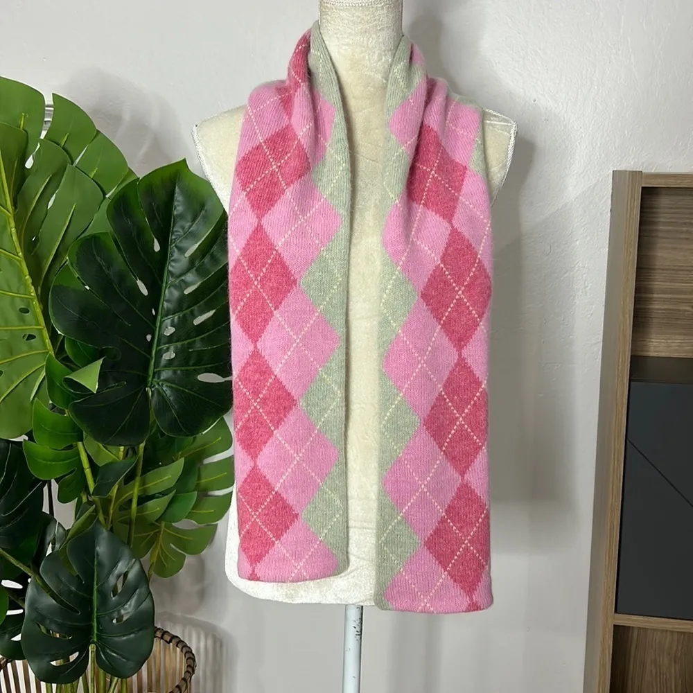 J.crew factory argyle wool angora blend scarf #66506 Pink - Image 3
