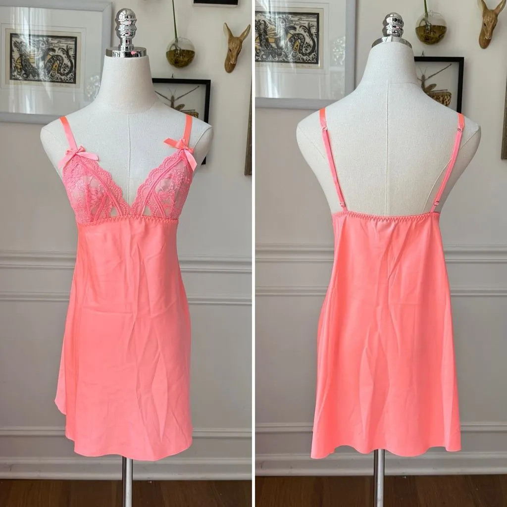 Victoria’s Secret 2pc Coral Chemise Robe Satin Set S - Image 3