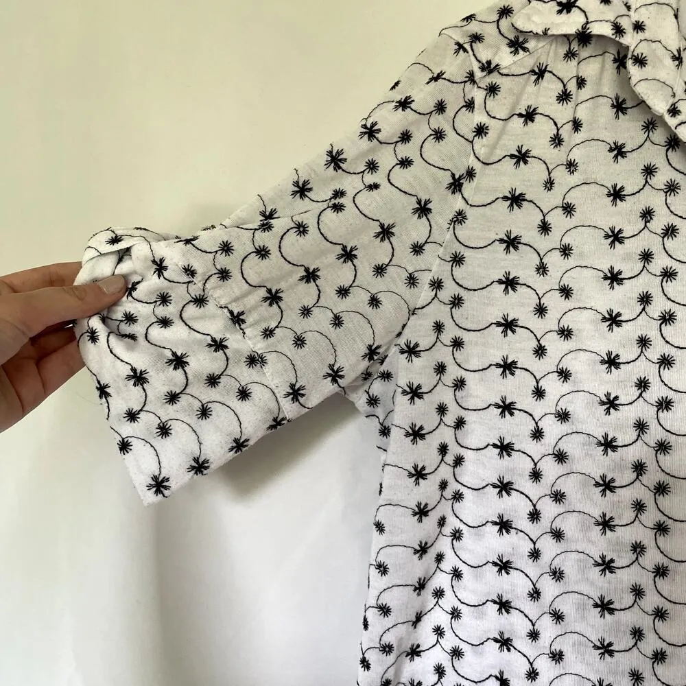 Cathy Daniels white and black button down shirt women's size large patterned - Image 3