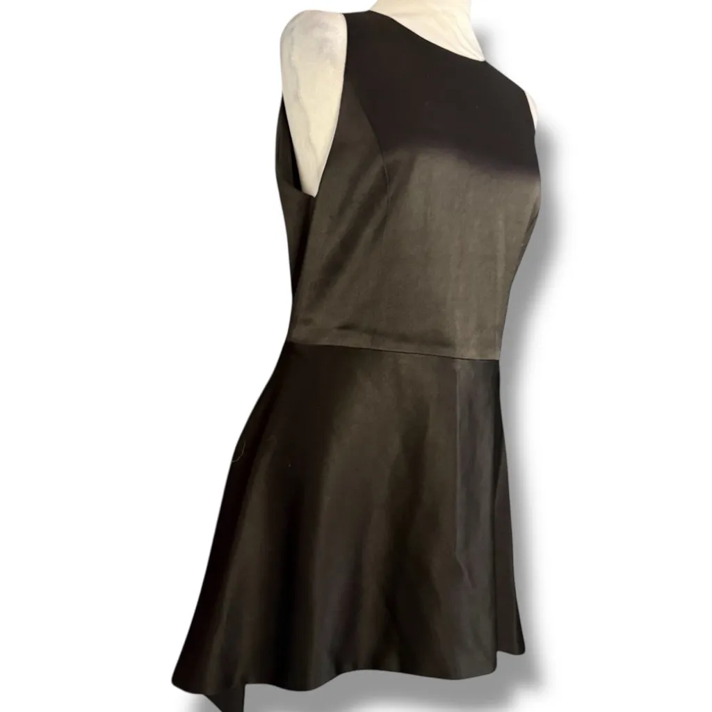 ALICE + OLIVIA Bria Peplum Black Satin Sleeveless Fit & Flare Mini Dress Size 10 - Image 9