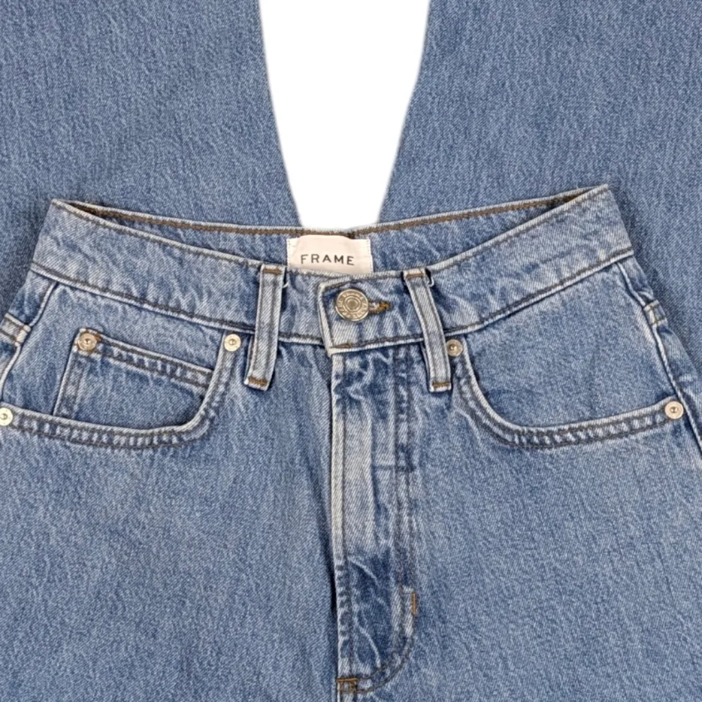 FRAME High Rise Wide Leg Cropped Jeans  Meadow Wash Size 24   J1734 - Image 8