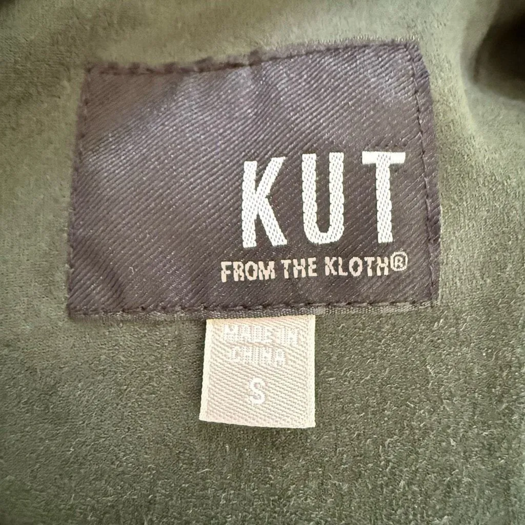 KUT from the Kloth Women’s Green Quinn Vegan Suede Moto Jacket S - Image 9