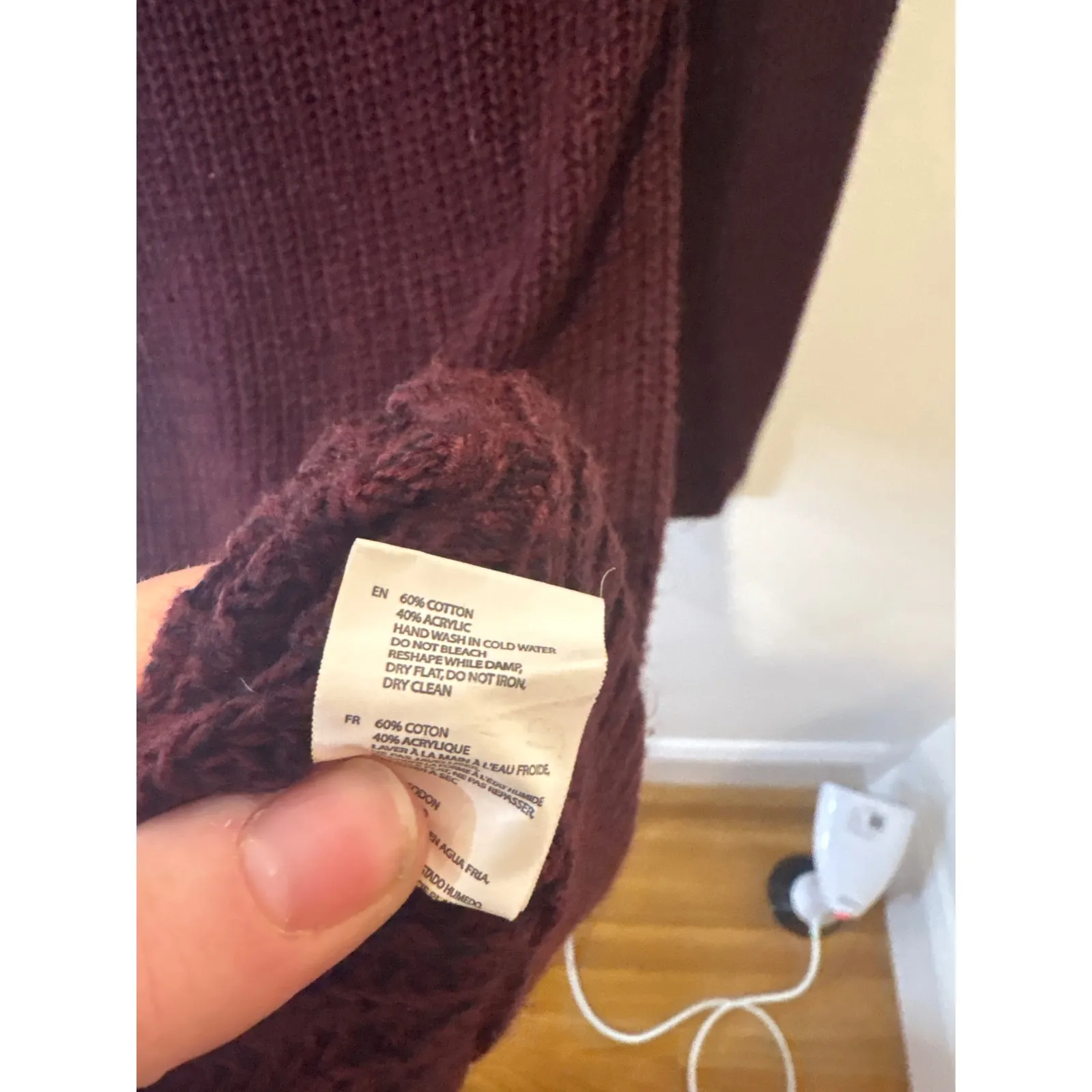 MLTATM Burgundy‎ Cowl Neck Chunky Knit Sweater Dress Tunic Size M Purple Size M - Image 3