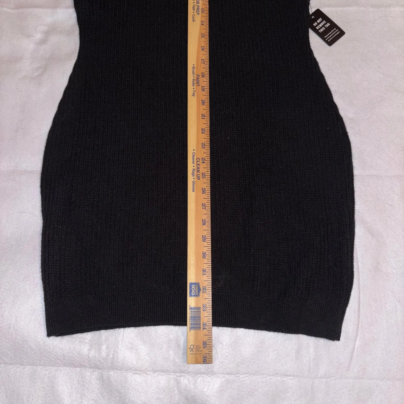 Express Black Knit Puff Sleeve ribbed sweater Dress‎ Gold Button Trim - Image 10